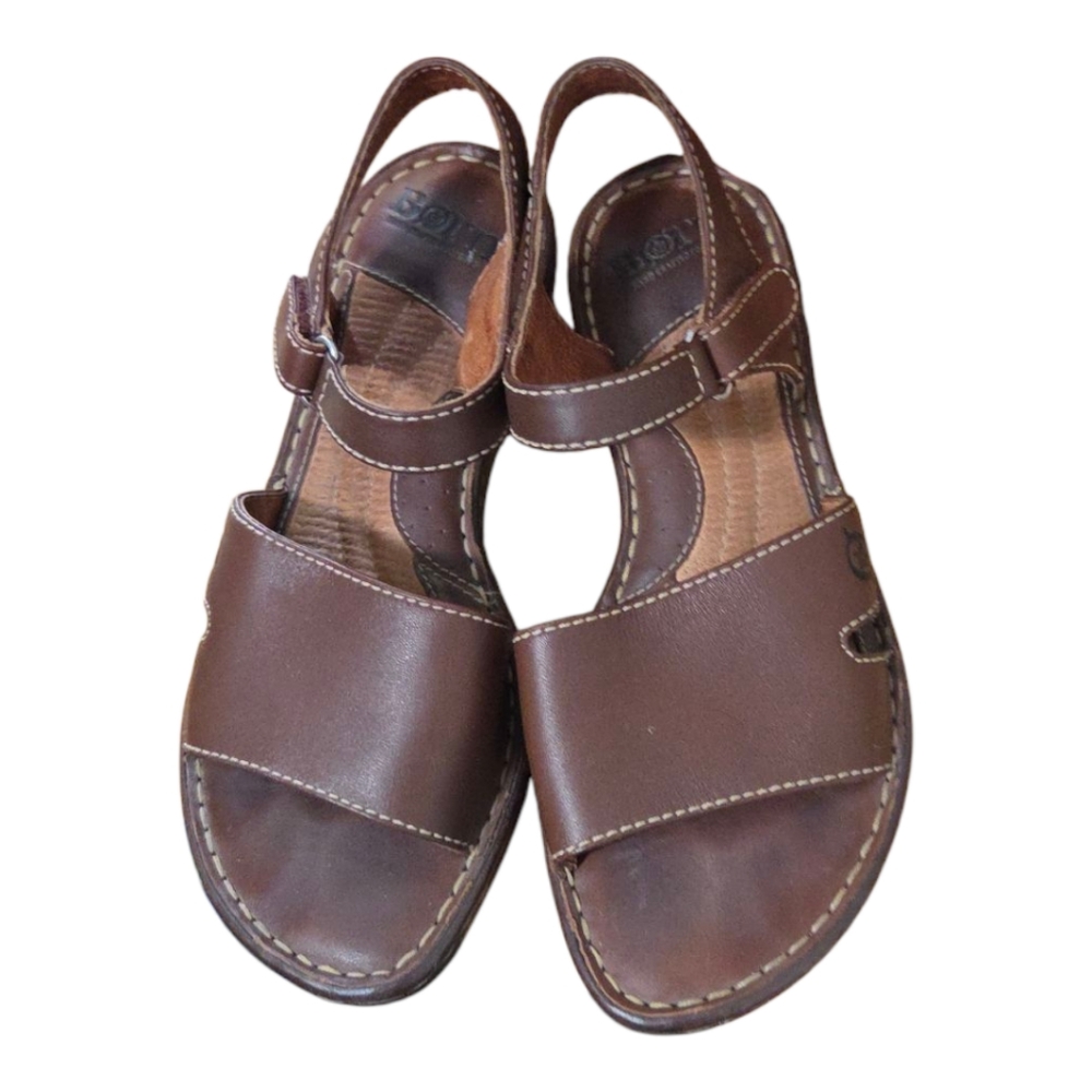 Born Brown Leather Sandals with Adjustable Straps Women's Size 7